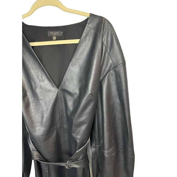 Ted Baker Black Optunia PU Belted Mini Dress sz 6 US - Picture 9 of 12